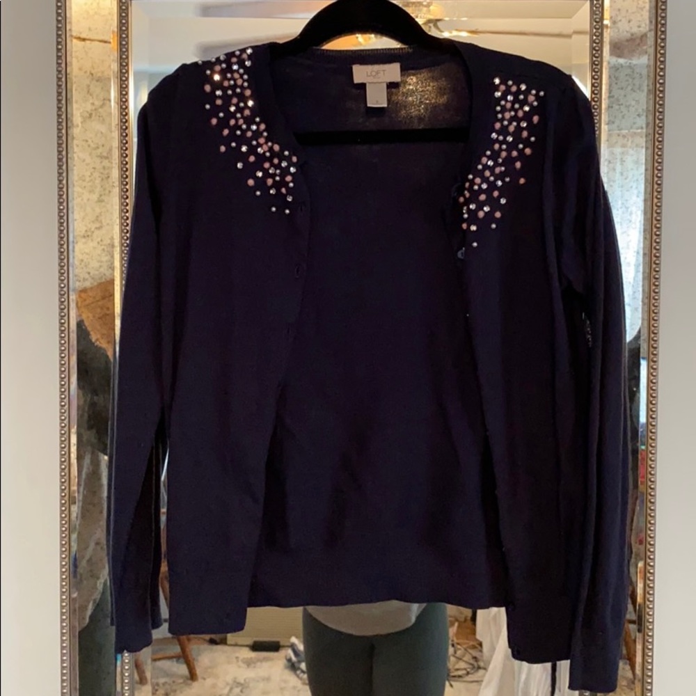 Navy blue sweater with cute details